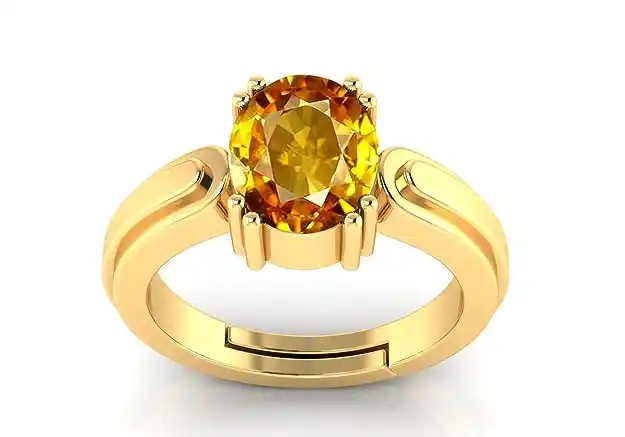 Yellow Sapphire/Pukhraj Crystal Gemstone Ring for Astrological Purpose Panchdhatu Gemstone for Men & Women(Yellow).png