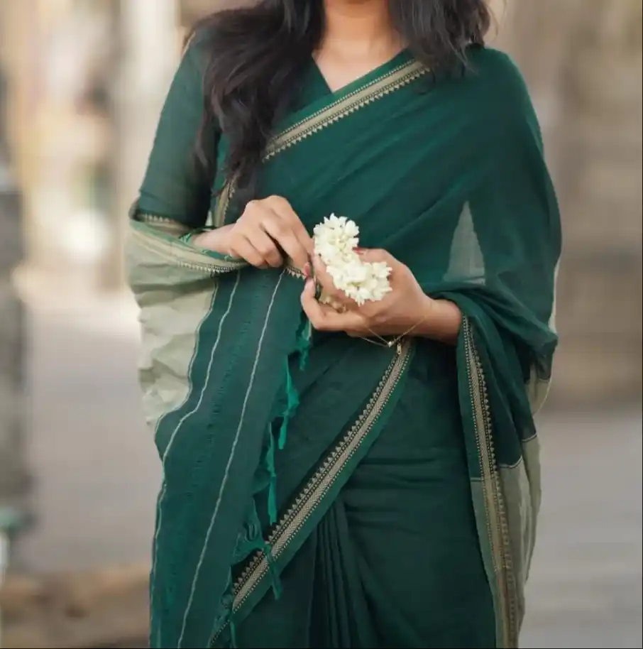 Botlle Green  Narayanpet Pure Cotton saree.png