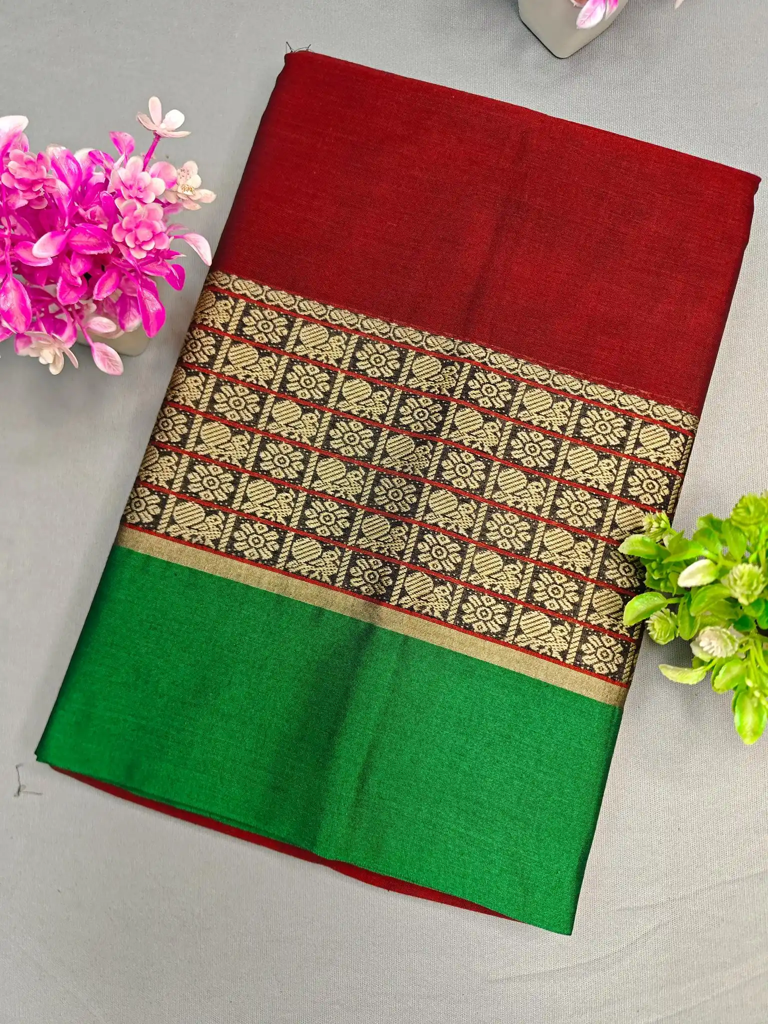 Maroon Pure Cotton Premium & Elegant Saree With Running Blouse For Women.png