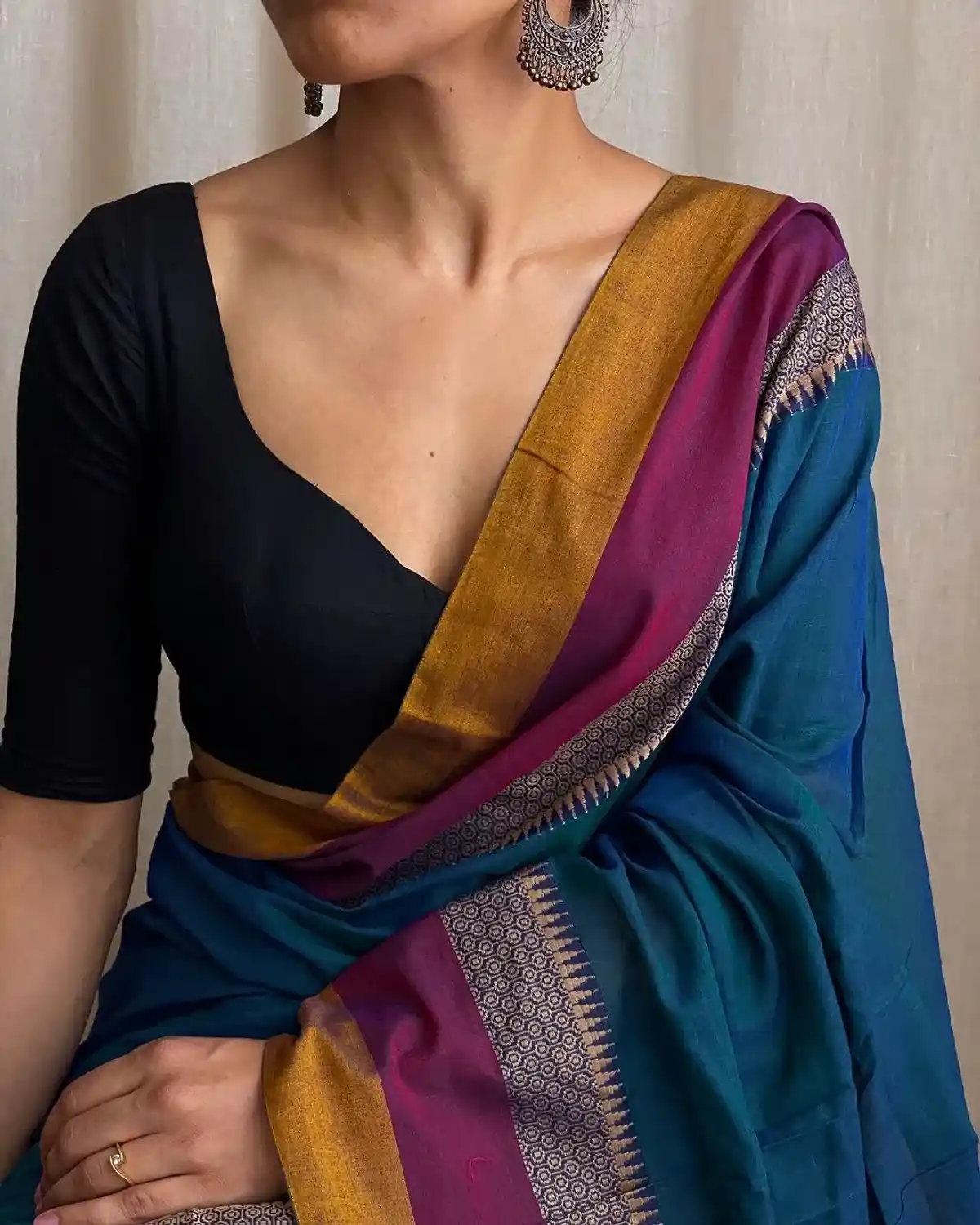 Rama Blue  Naraynpet Pure Cotton Saree.png