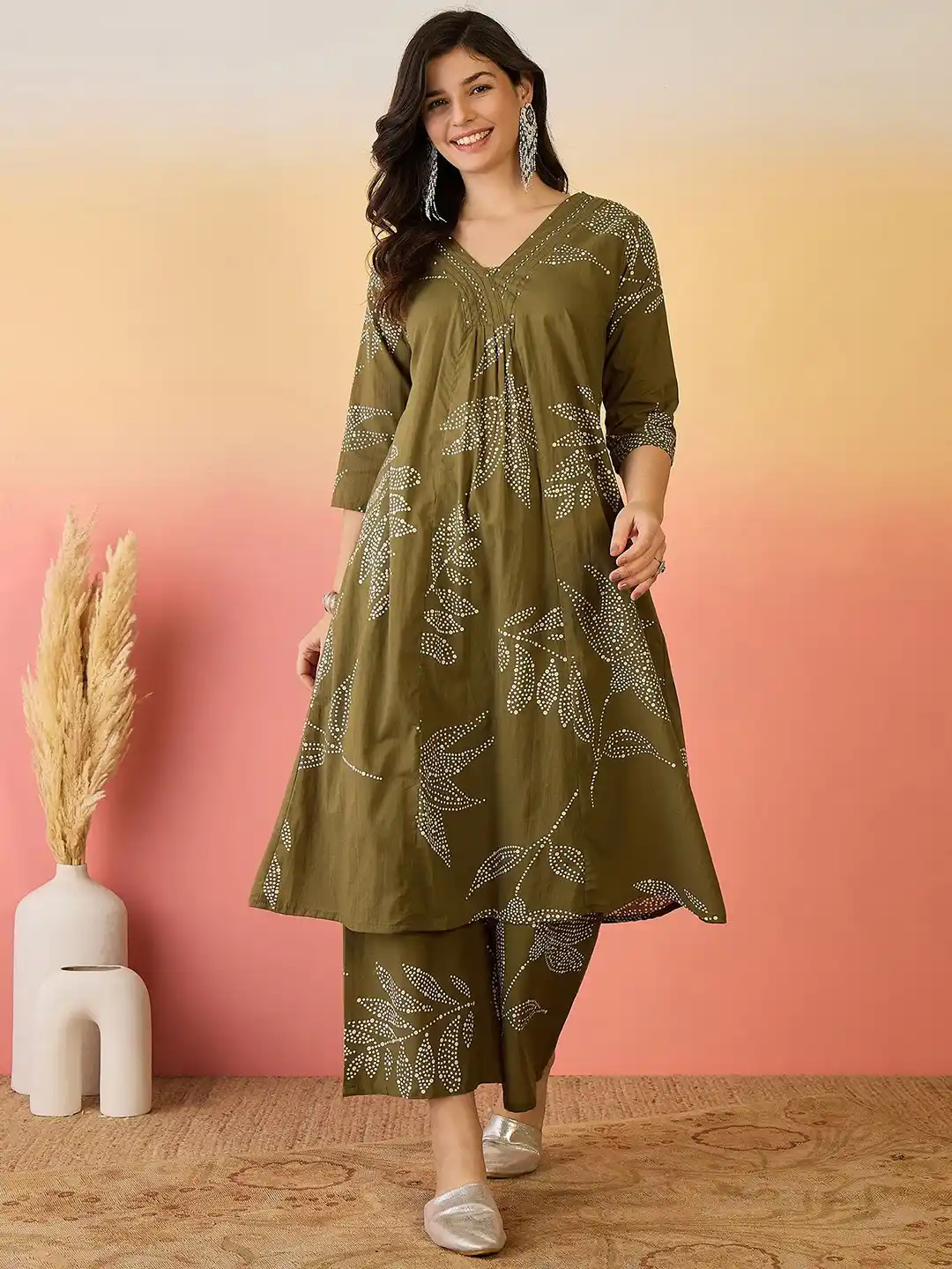 Olive Grove Nature-Inspired Foliage Print Women’s Printed Kurta with Palazzo Set .png