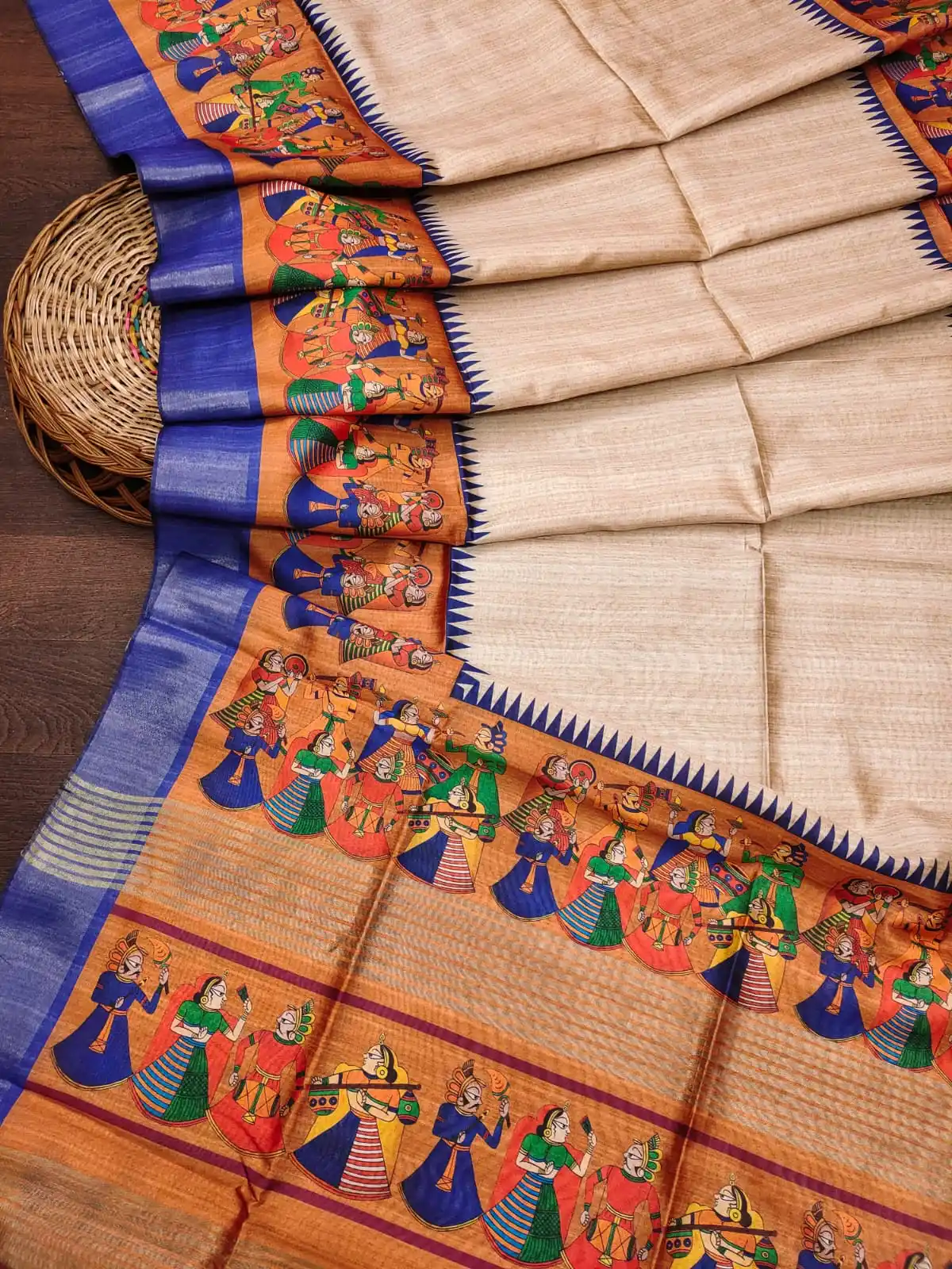 NAVY BLUE - Tussar Silk Kalamkari Saree.png