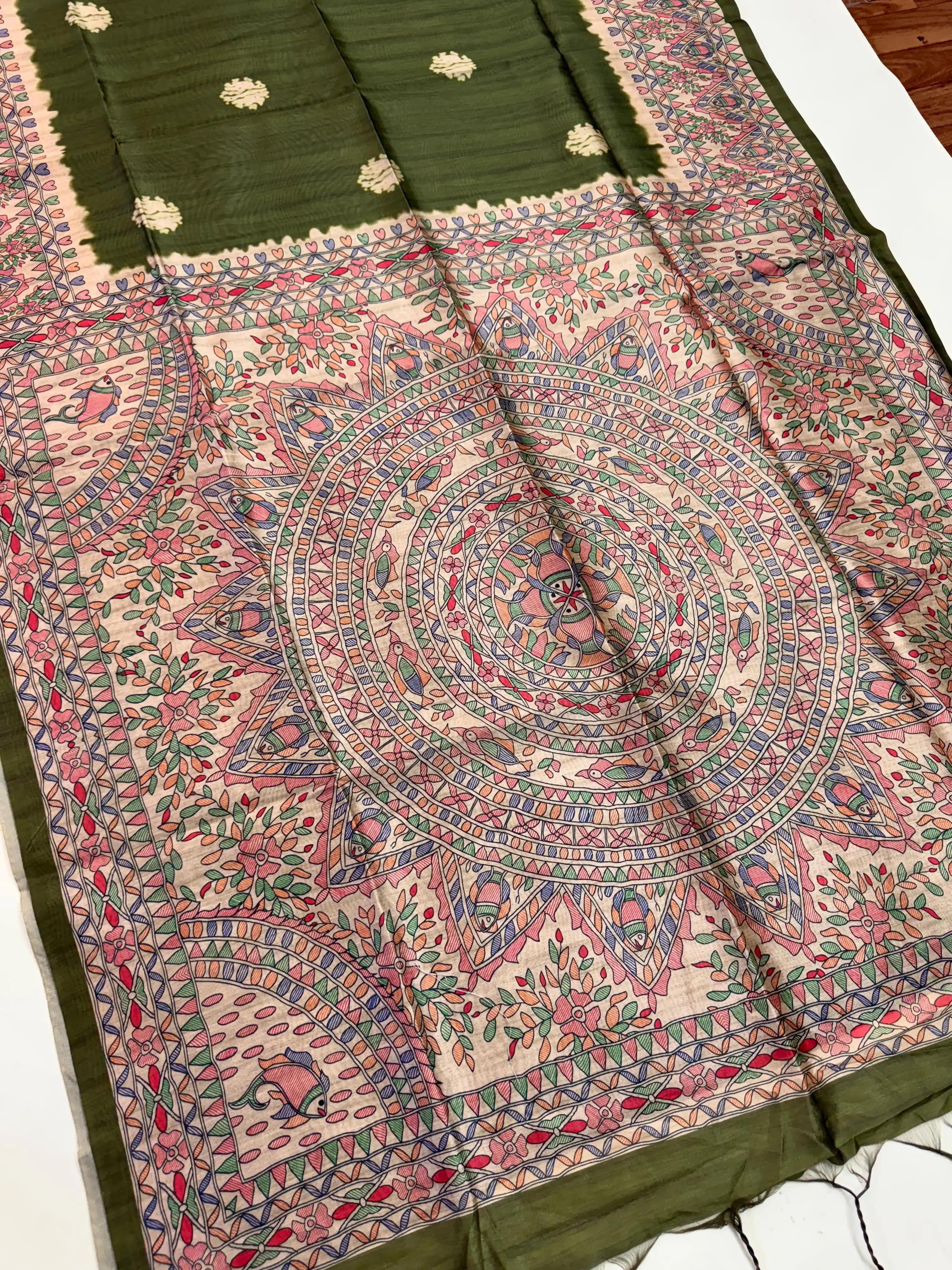 Tussar Silk Madhubani 101 - GREEN.png