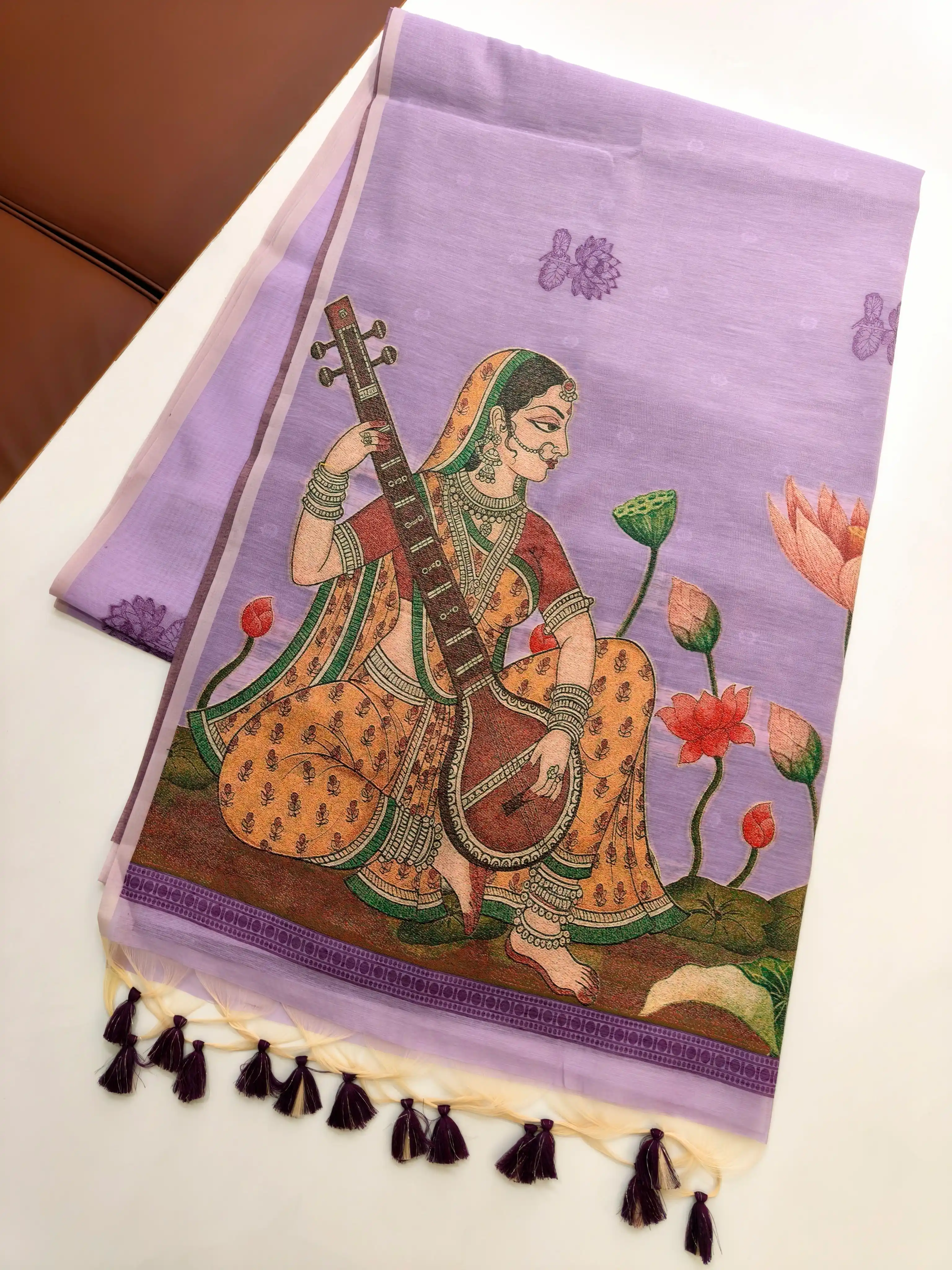 Muga Cotton Saree with Handcrafted Weaving  Pallu - Purple.png