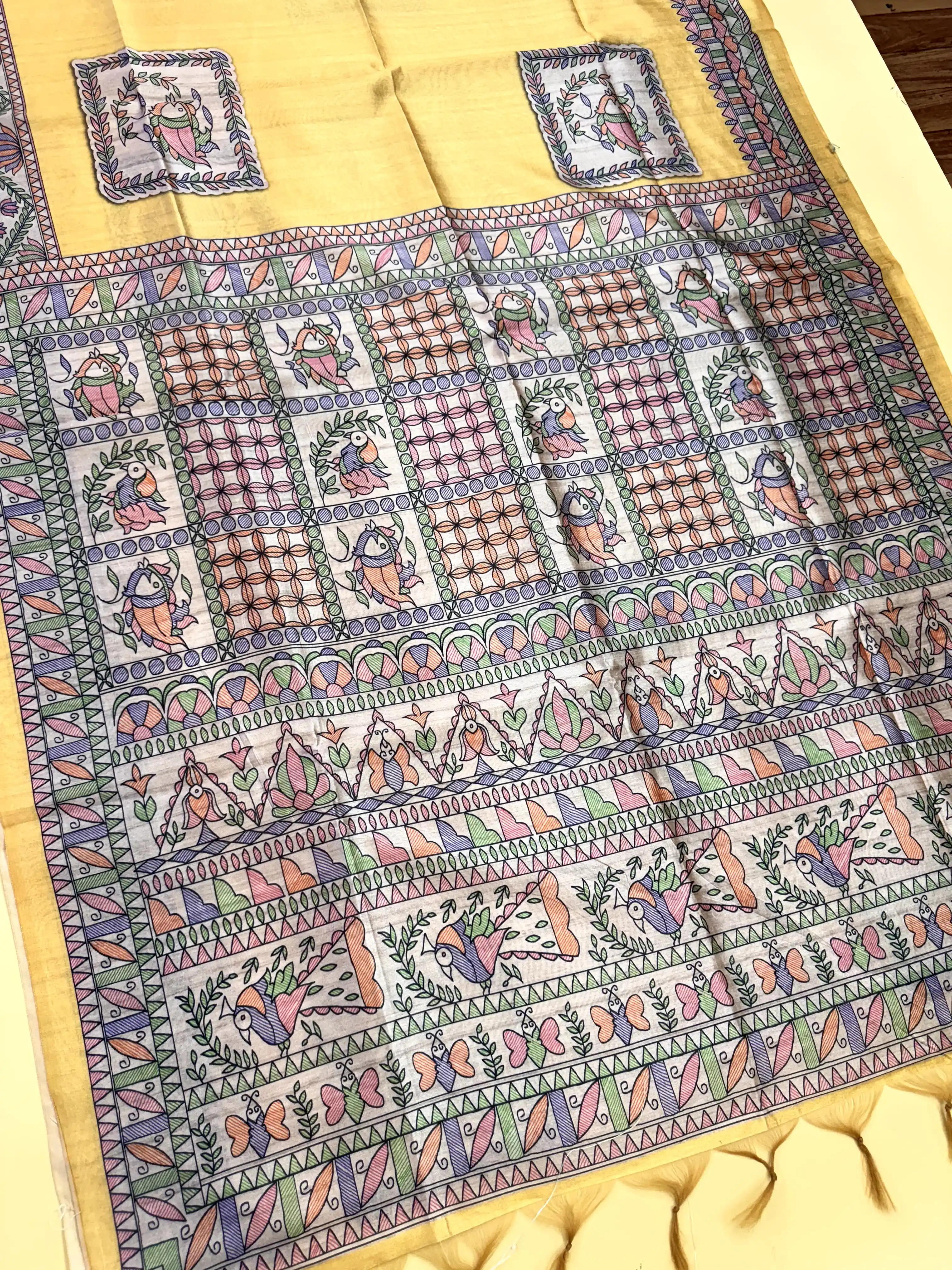 Tussar Silk Madhubani 102 - YELLOW.png
