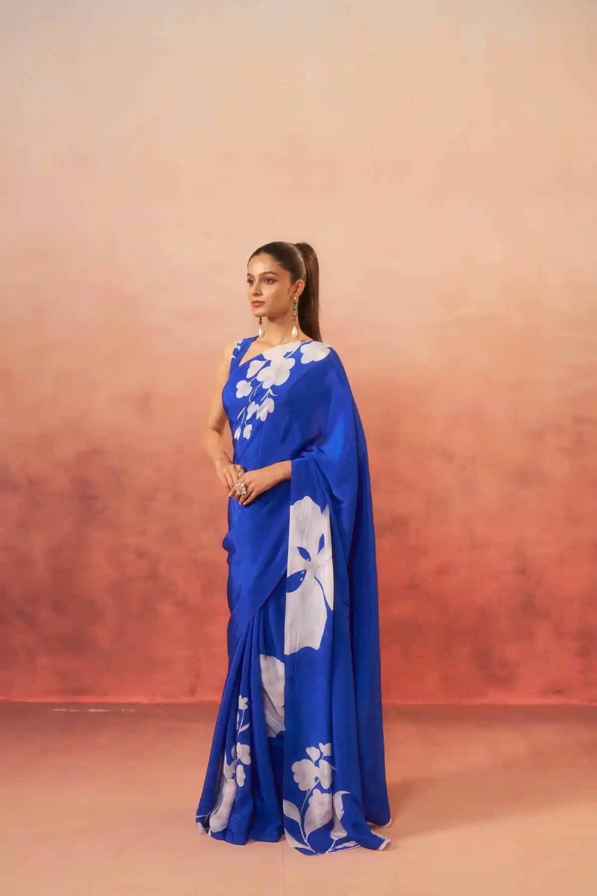 Blue Pure Crepe Saree White Floral Elegance.png