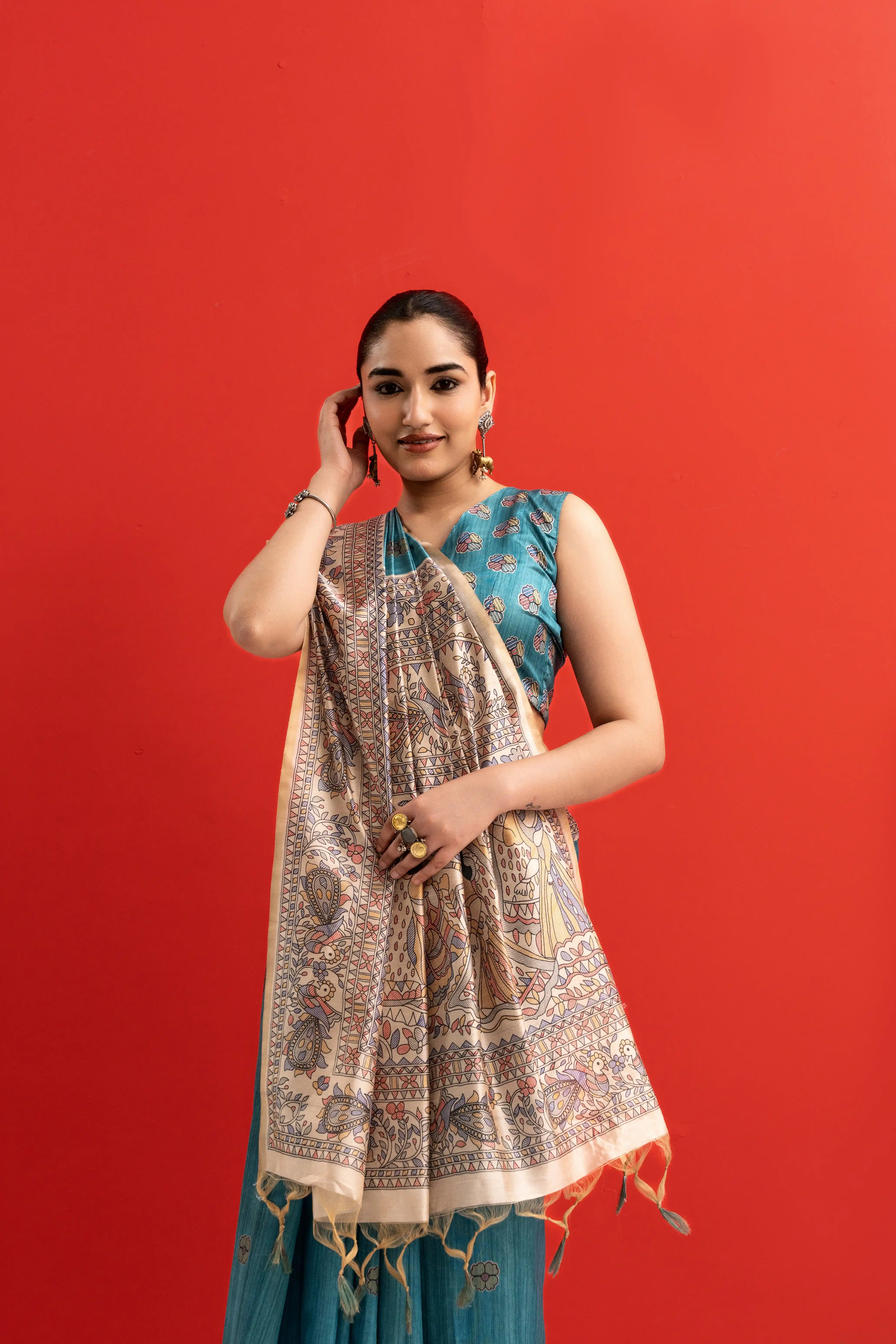 FIROZI - Tussar Silk Saree Madhubani Pallu.png