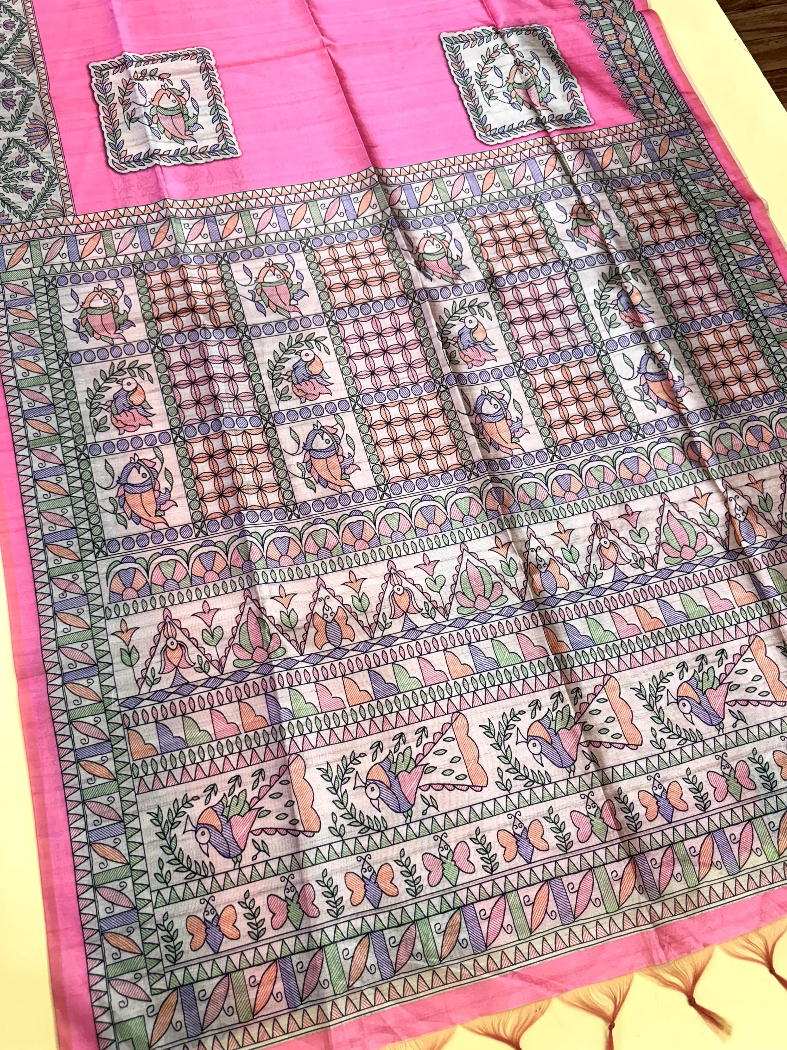 Tussar Silk Madhubani 102 - PINK.png