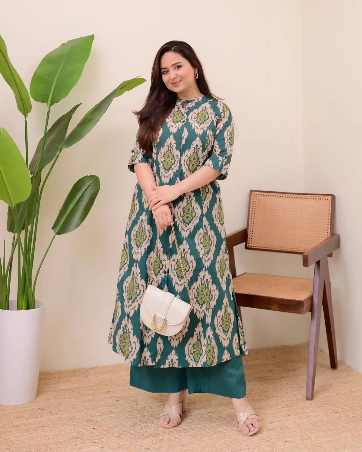 Rama Green Baroque Cotton Kurta Palazzo Set.png