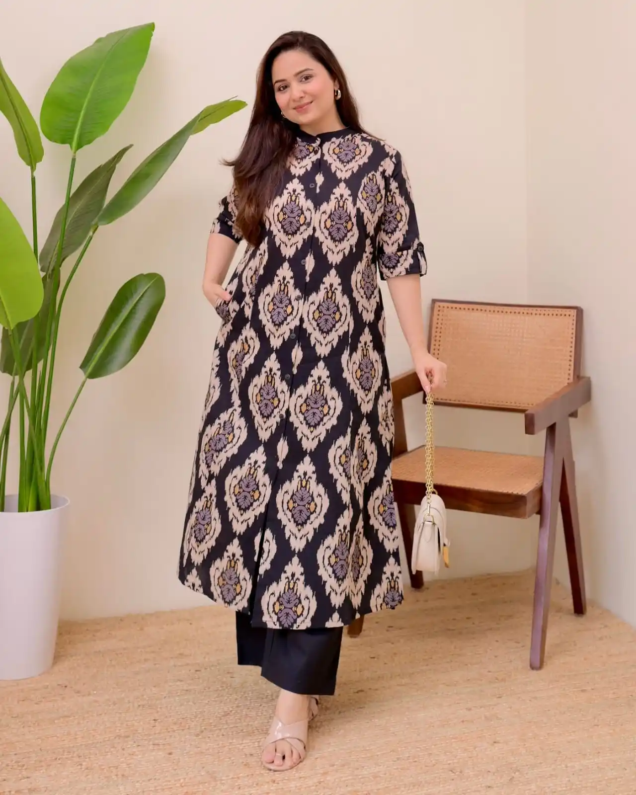 Black Baroque Cotton Kurta Palazzo Set.png