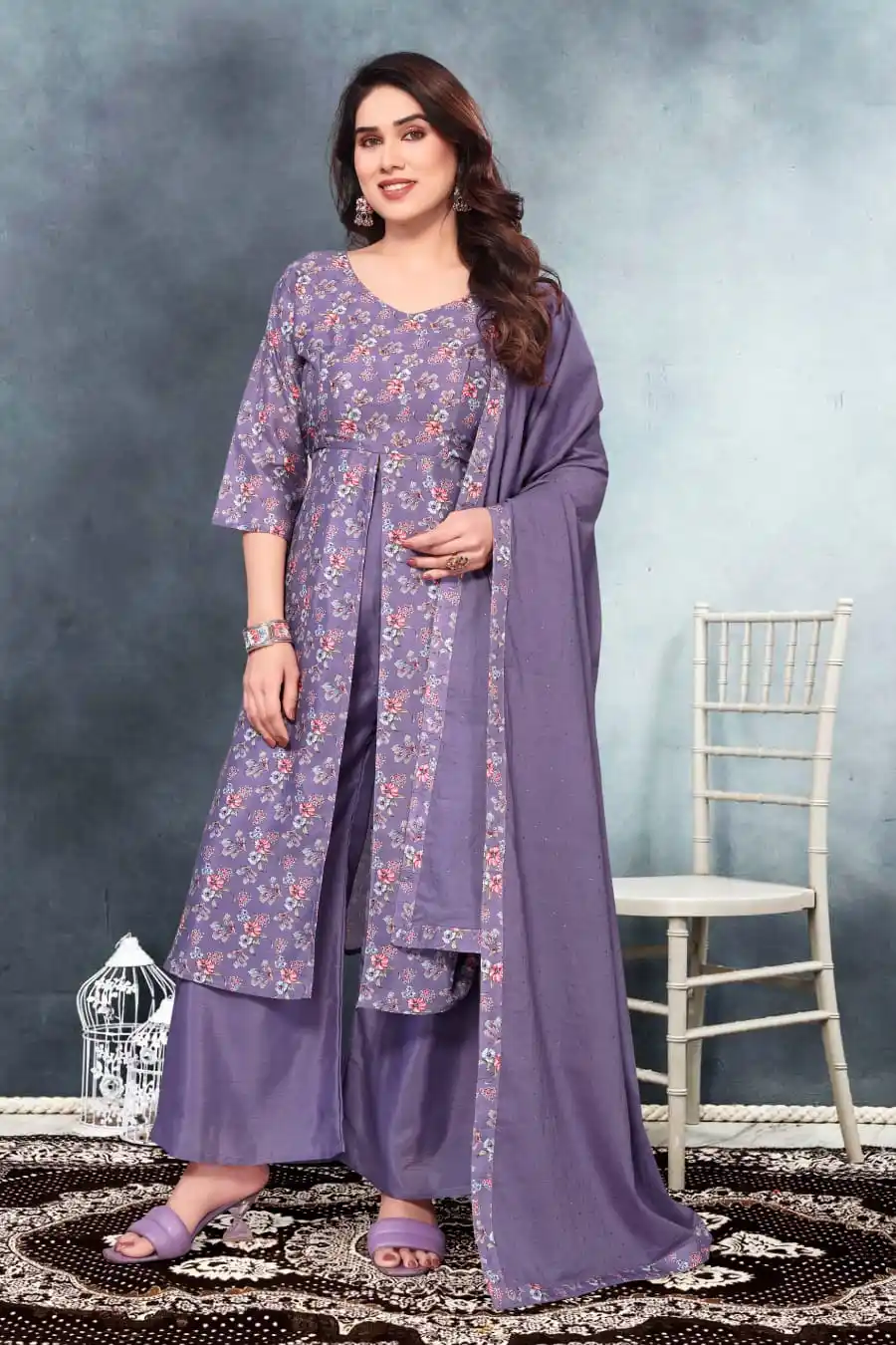 A line Printed Kurta Floral Set with Palazzo & Dupatta – Elegant Rayon Ethnic Wear for Festive & Casual Embroidered Dupatta.png