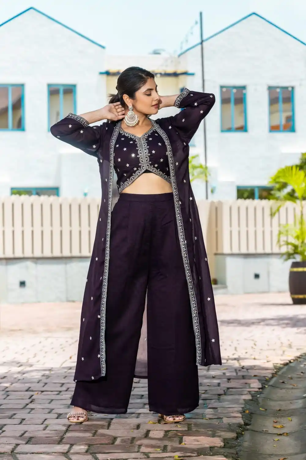 Women's Silk Blend Blose Plazzo with Koti Set.png