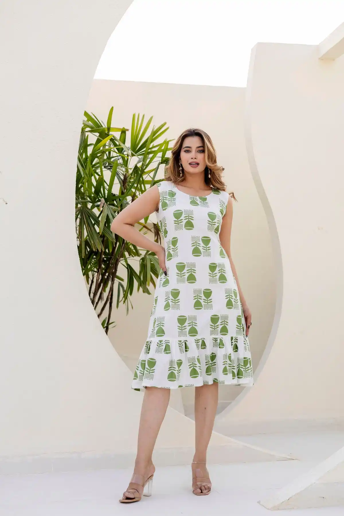 Grace green printed cotton dress.png