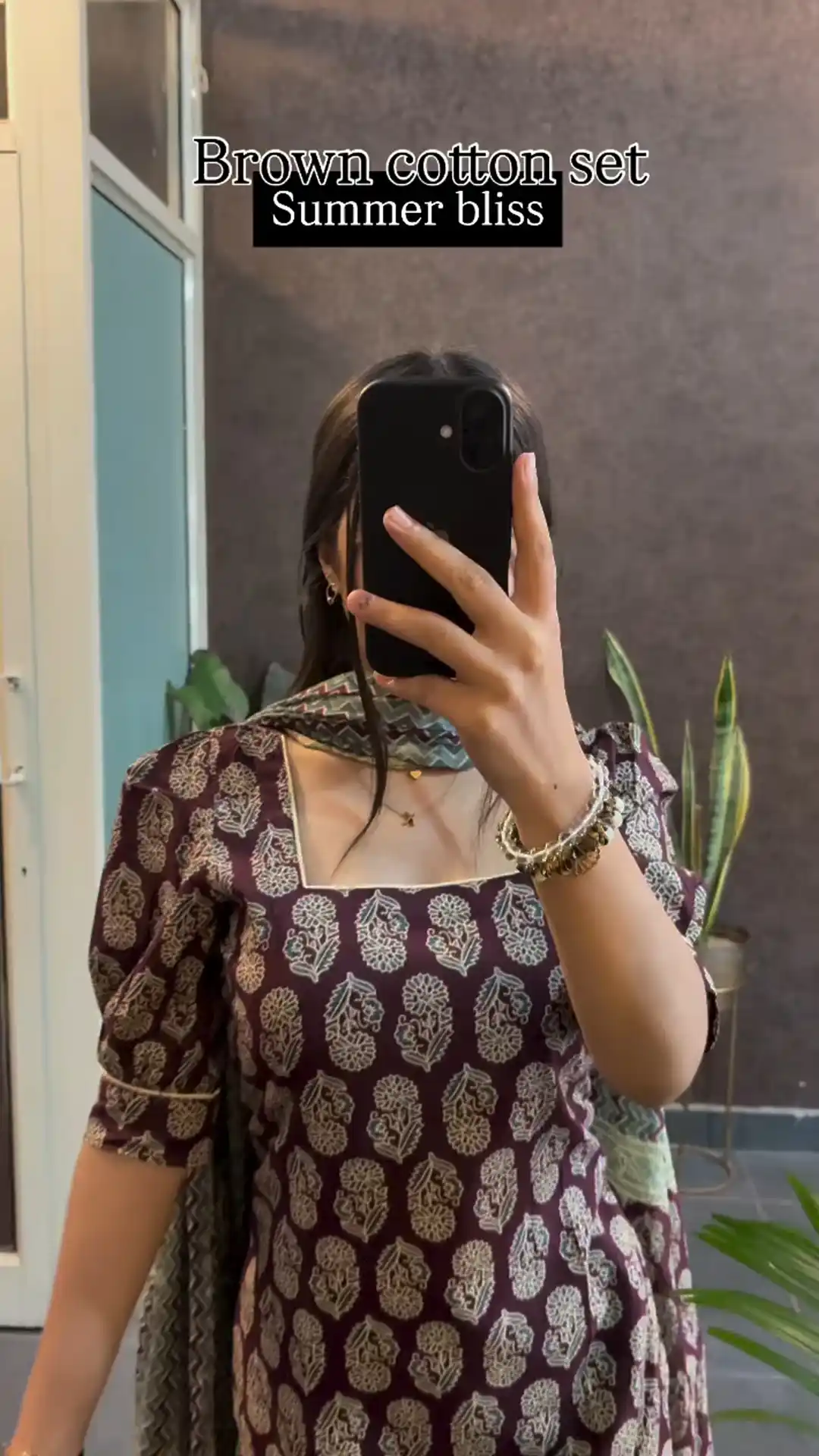 Brown cotton set summer friendly suits sets.png