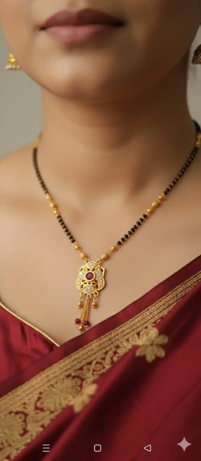 gold plated ad diamond studed floral design mangalsutra.png