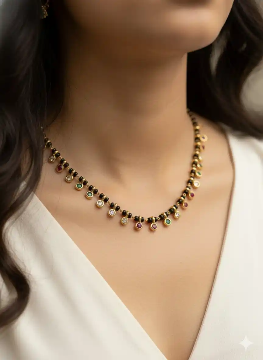Micro Gold Plated Multi-Colour AD Beaded Mangalsutra – Elegant Daily Wear Design.png
