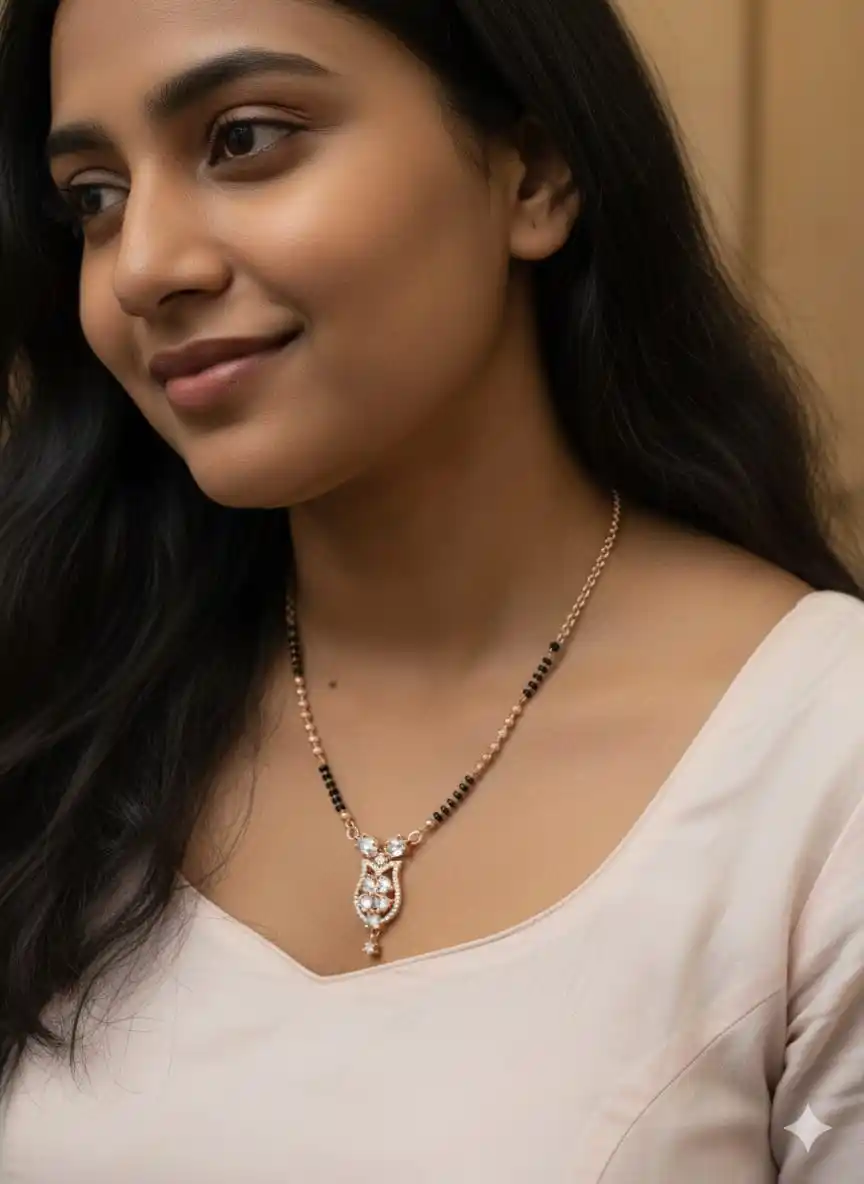 rose gold plated ad diamond studed flower design 24 inches mangalsutra.png