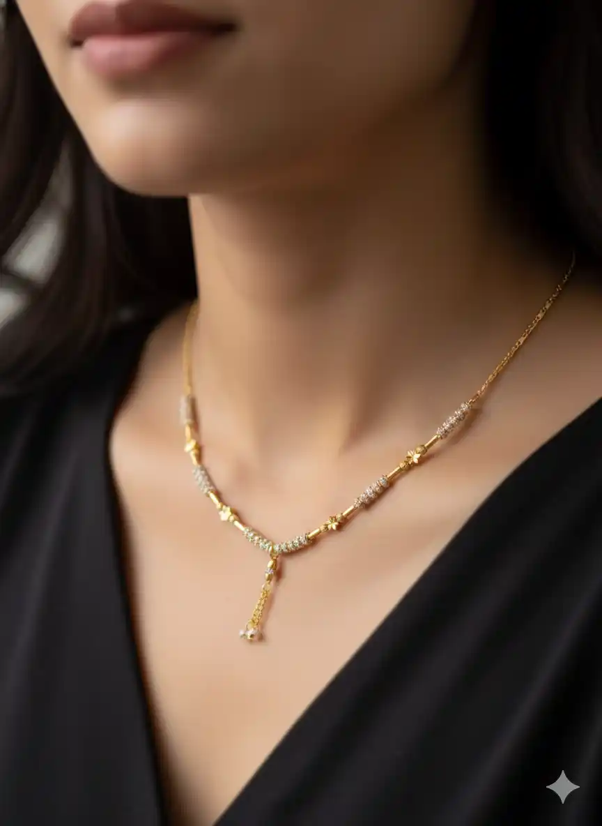 micro gold plated ad diamond studed fancy flower heart chain.png