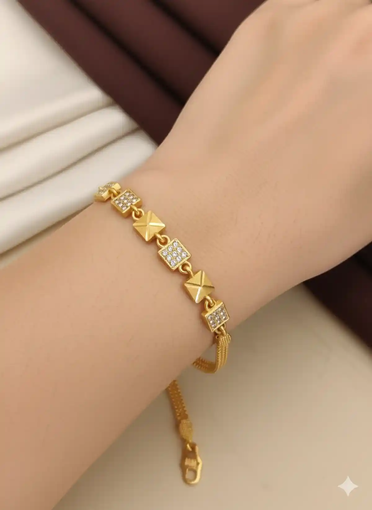 micro gold plated ad diamond studed fancy square bracelet.png