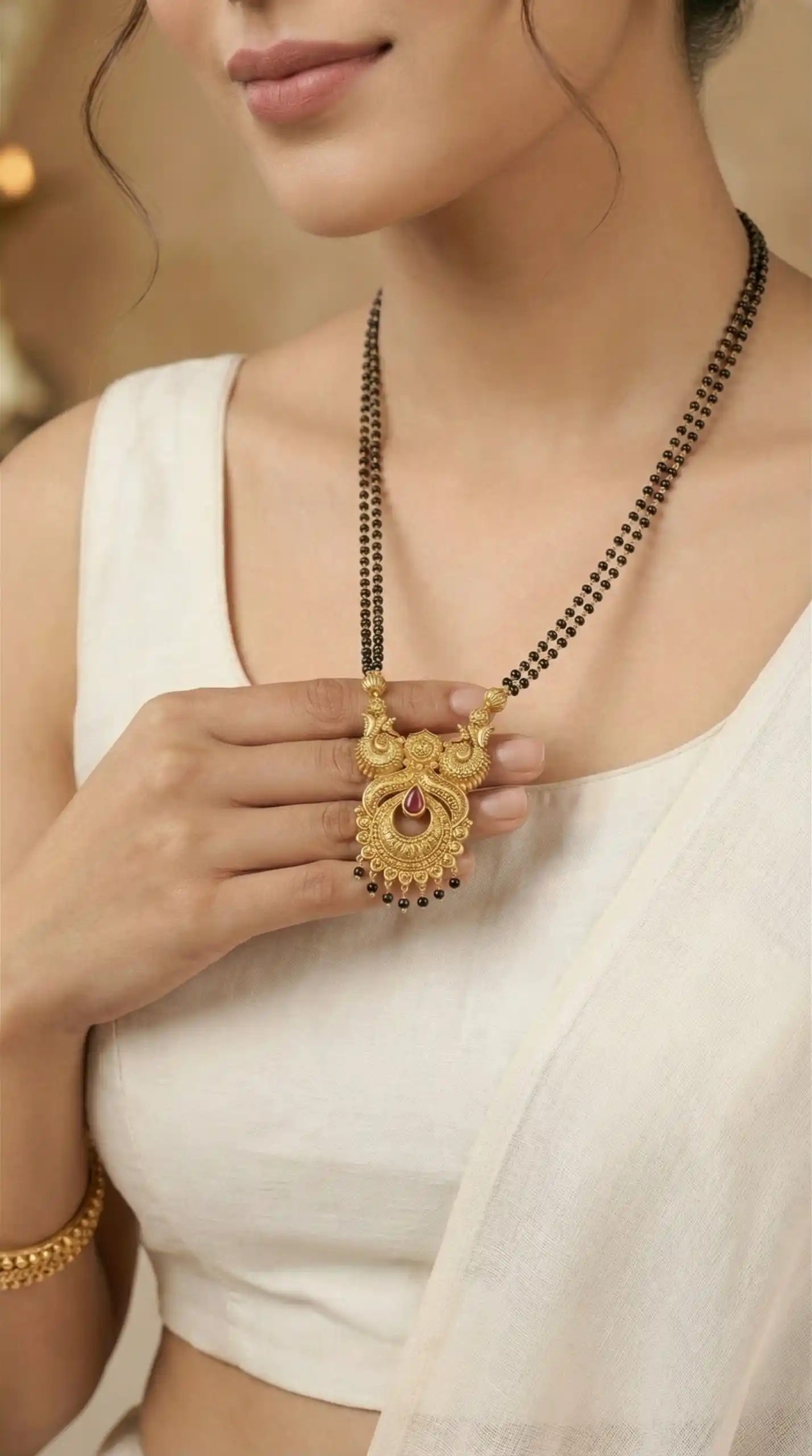 Micro gold plated diamond studed fancy flower square mangalsutra.png