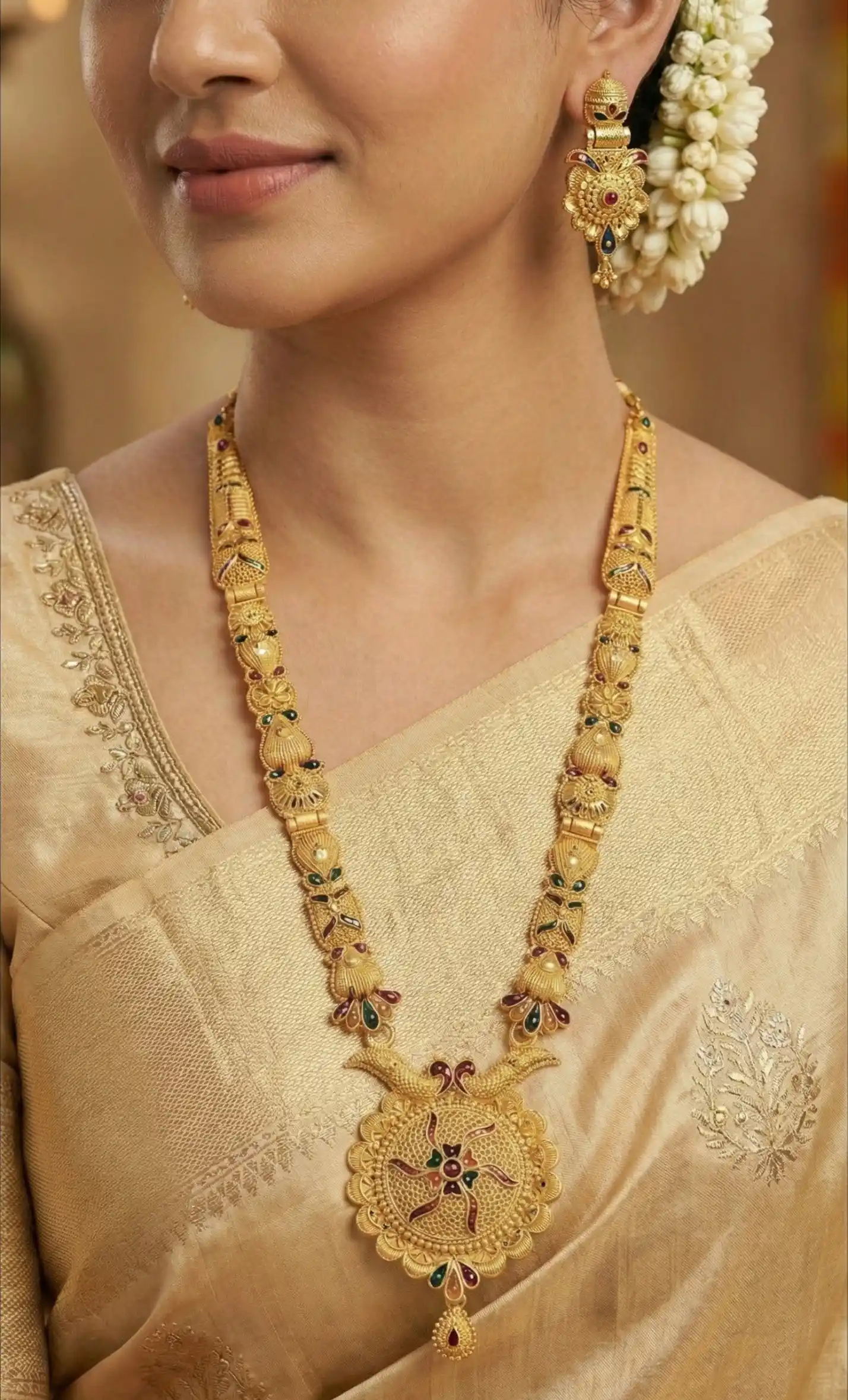 Traditional Gold-Plated Necklace Set with Earrings.png