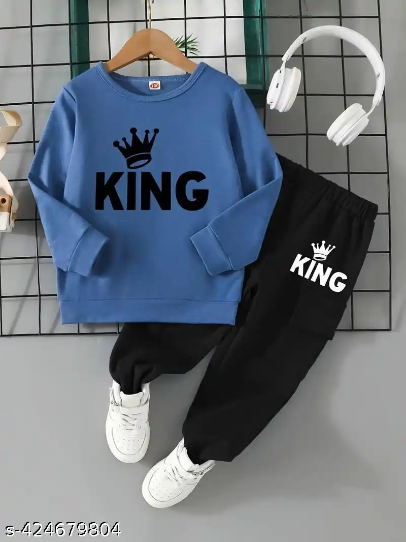 King Printed Top Bottom Set for Girls Boys.png