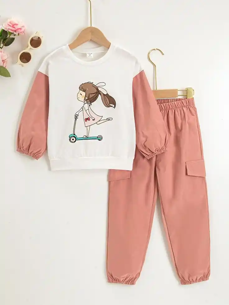 Skating Girl Printed Top Bottom Set for Girls and Boy.png