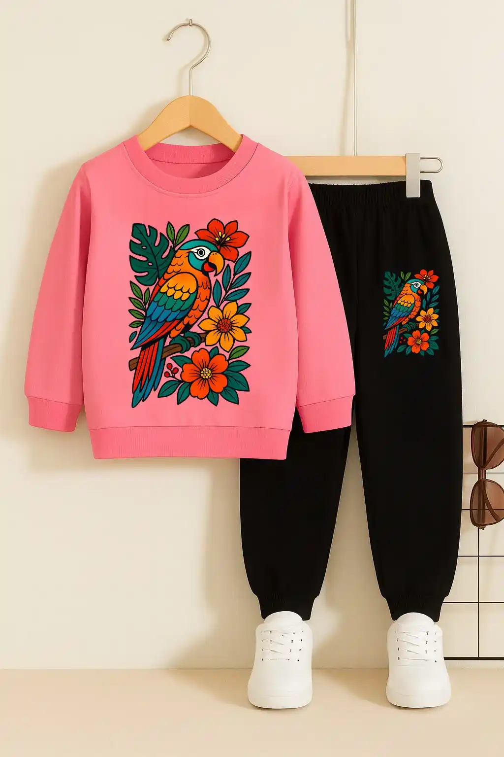 Parrot Flower Printed Top Bottom set for Boys and Girls.png