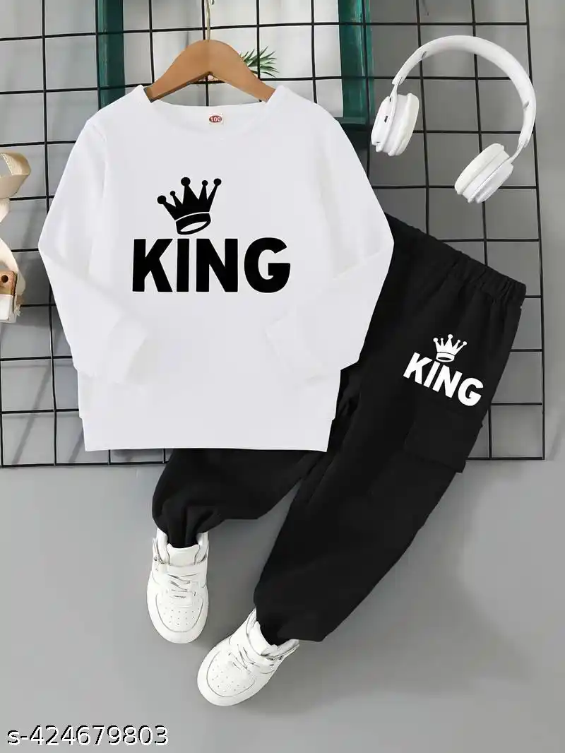 King Printed Top Bottom Set for Girls Boys.png