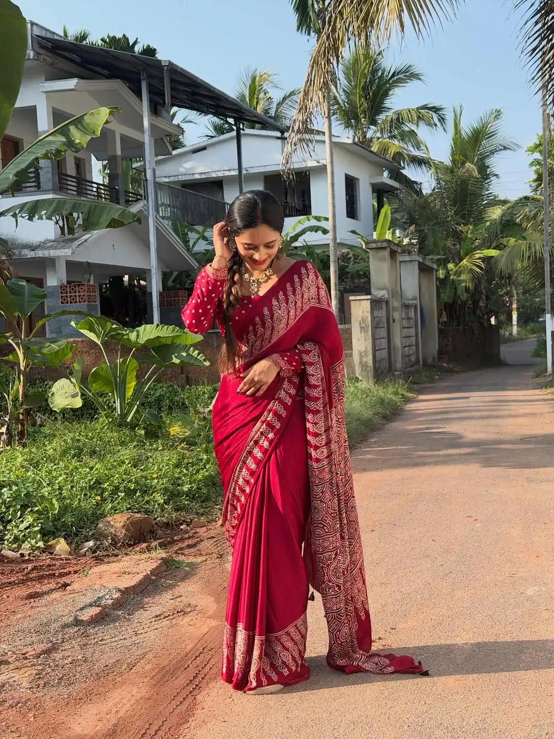 Premium Red Ajrakh Printed Saree.png