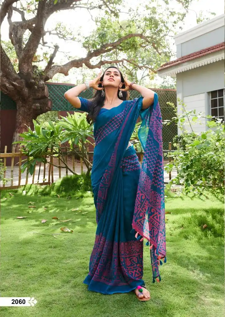 Fabulous Teal Color Linen Saree.png