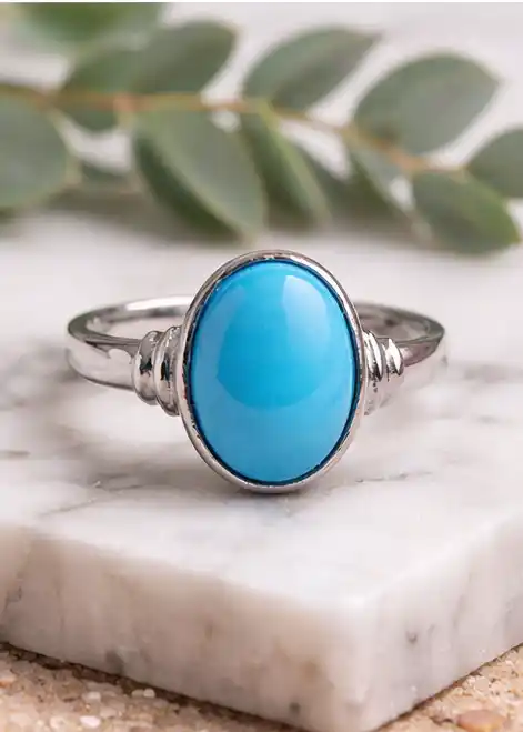Ratti Turquoise (Firoza) Certified Firoza Gemstone Silver-Plated Adjustable Ring for Men & Women.png
