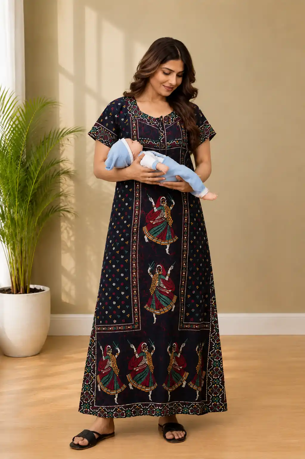 Ethnic Motif Cotton Maternity Maxi Dress – Comfort & Easy Nursing.png