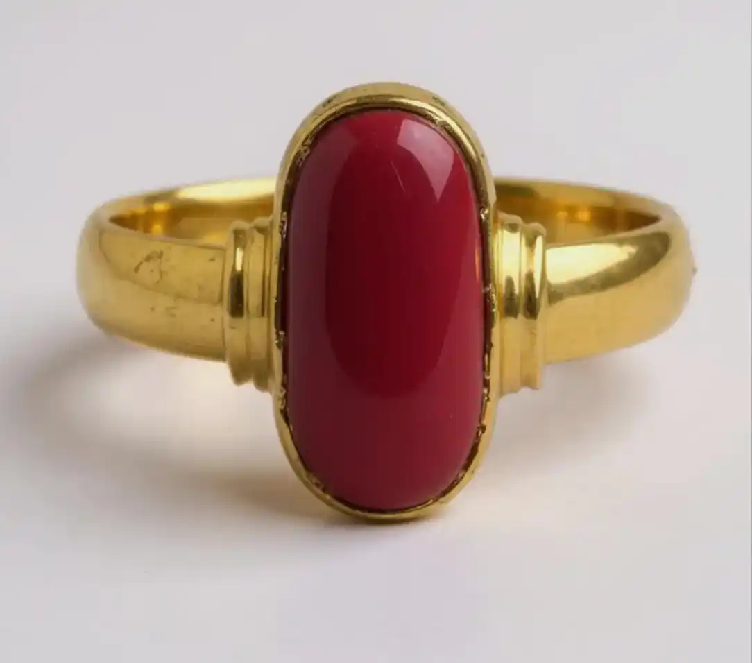 Moonga Stone Ring for Planet Mars (Mangal) | Certified Red Coral Ring for Men & Women (Red Coral Stone Ring).png