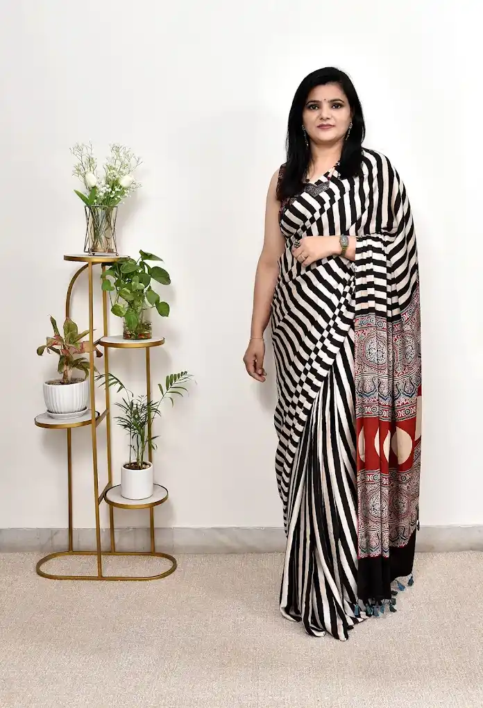 ZIBRA LINE AJRAKH PALLU SAREE.png