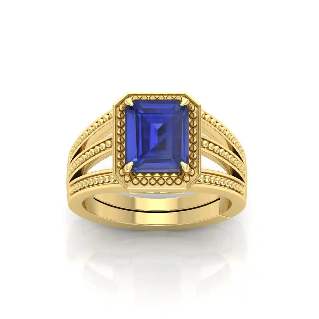 Natural Blue Sapphire Stone Ring Neelam Ring Alloy Sapphire gold Plated Ring.png