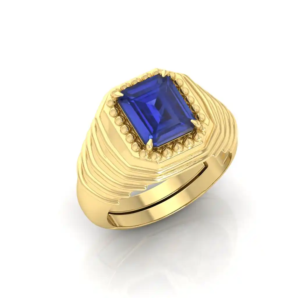 Natural Blue Sapphire Stone Ring Neelam Ring Alloy Sapphire gold Plated Ring.png