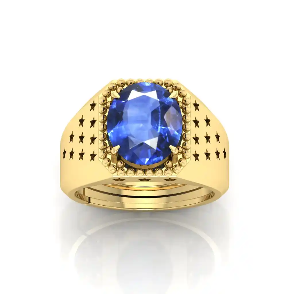 Natural Blue Sapphire Stone Ring Neelam Ring Alloy Sapphire gold Plated Ring.png