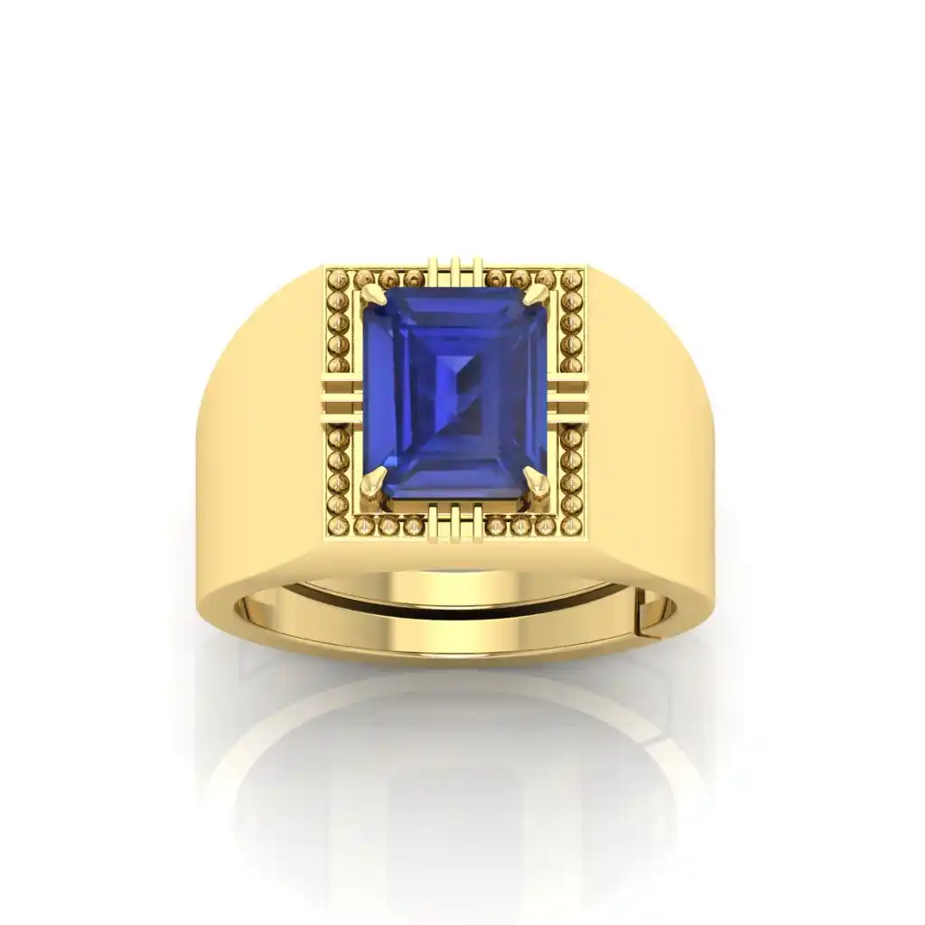 Natural Blue Sapphire Stone Ring Neelam Ring Alloy Sapphire gold Plated Ring.png