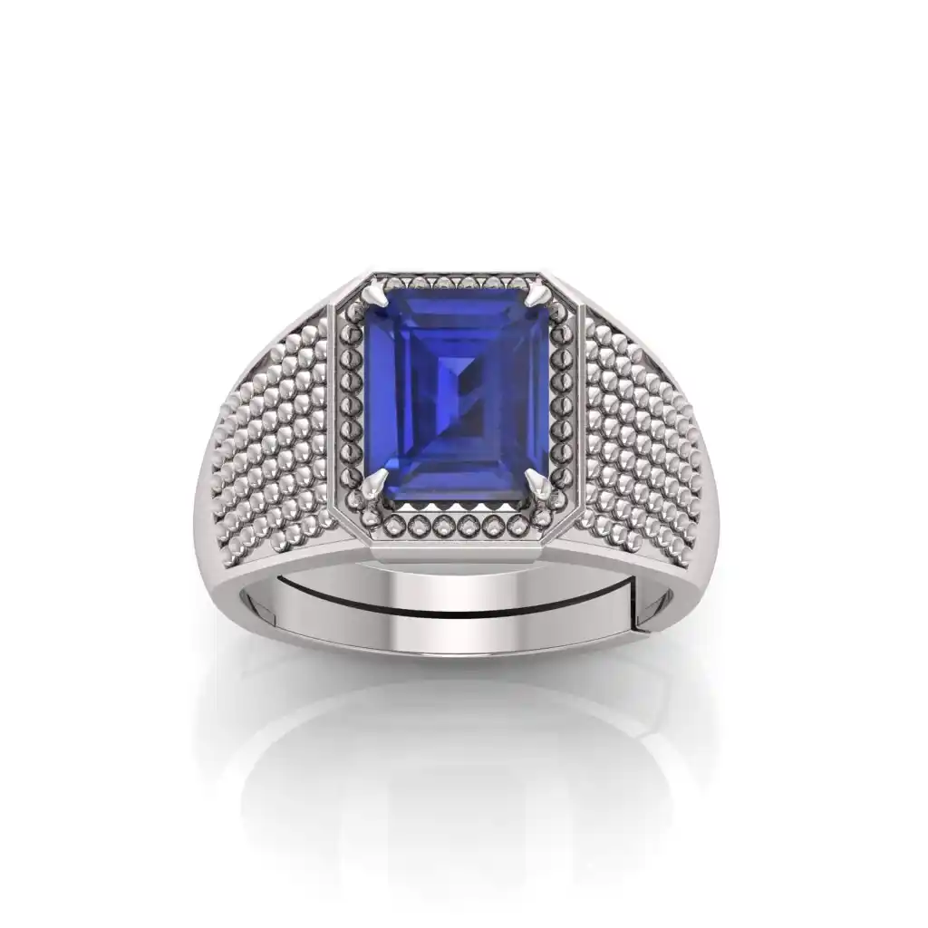 Natural Blue Sapphire Stone Ring Neelam Ring Alloy Sapphire gold Plated Ring.png