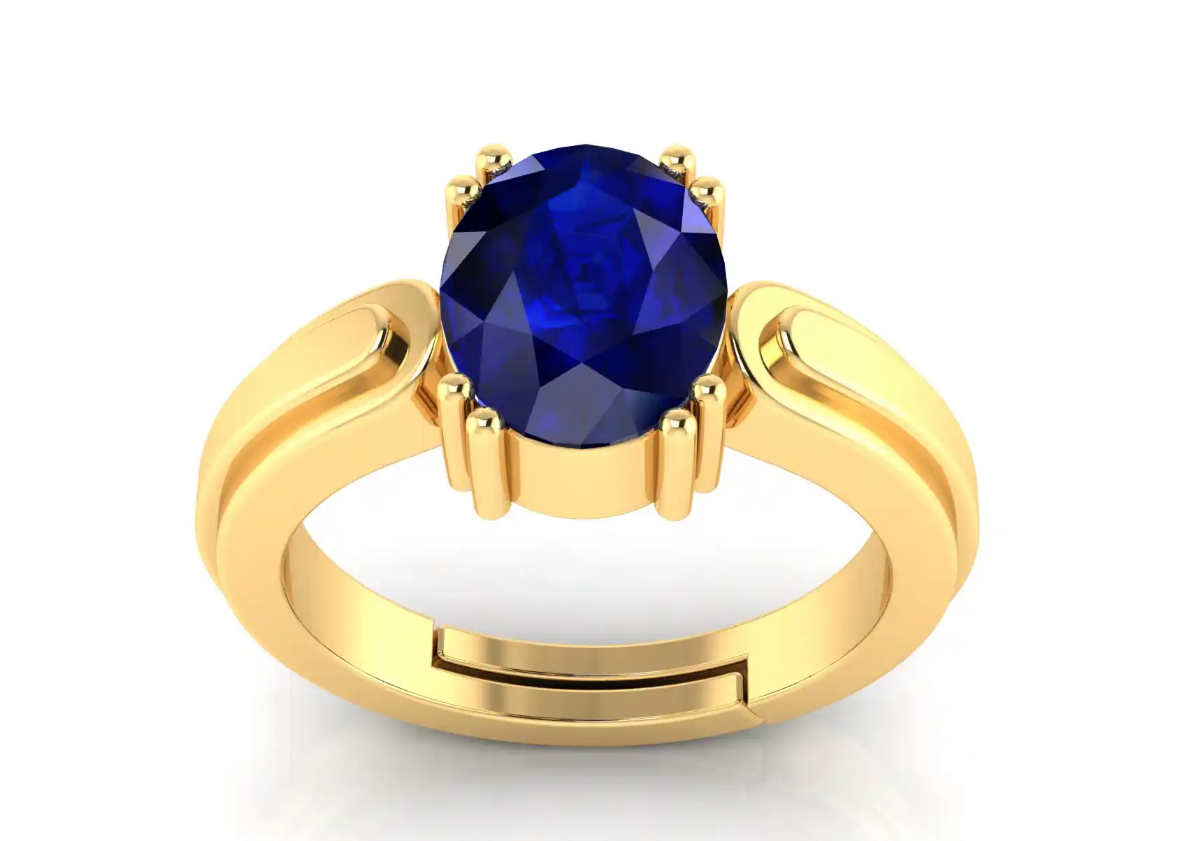 Natural Blue Sapphire Stone Ring Neelam Ring Alloy Sapphire gold Plated Ring.png