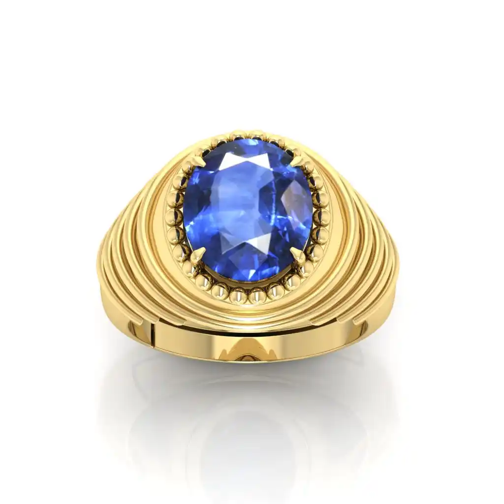 Natural Blue Sapphire Stone Ring Neelam Ring Alloy Sapphire gold Plated Ring.png