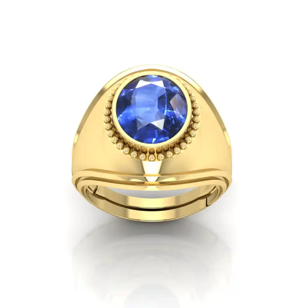 Natural Blue Sapphire Stone Ring Neelam Ring Alloy Sapphire gold Plated Ring.png