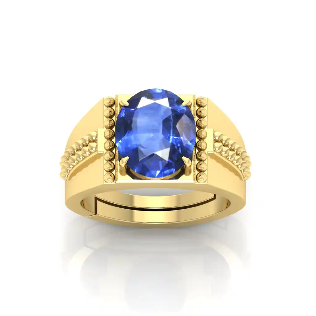 Natural Blue Sapphire Stone Ring Neelam Ring Alloy Sapphire gold Plated Ring.png