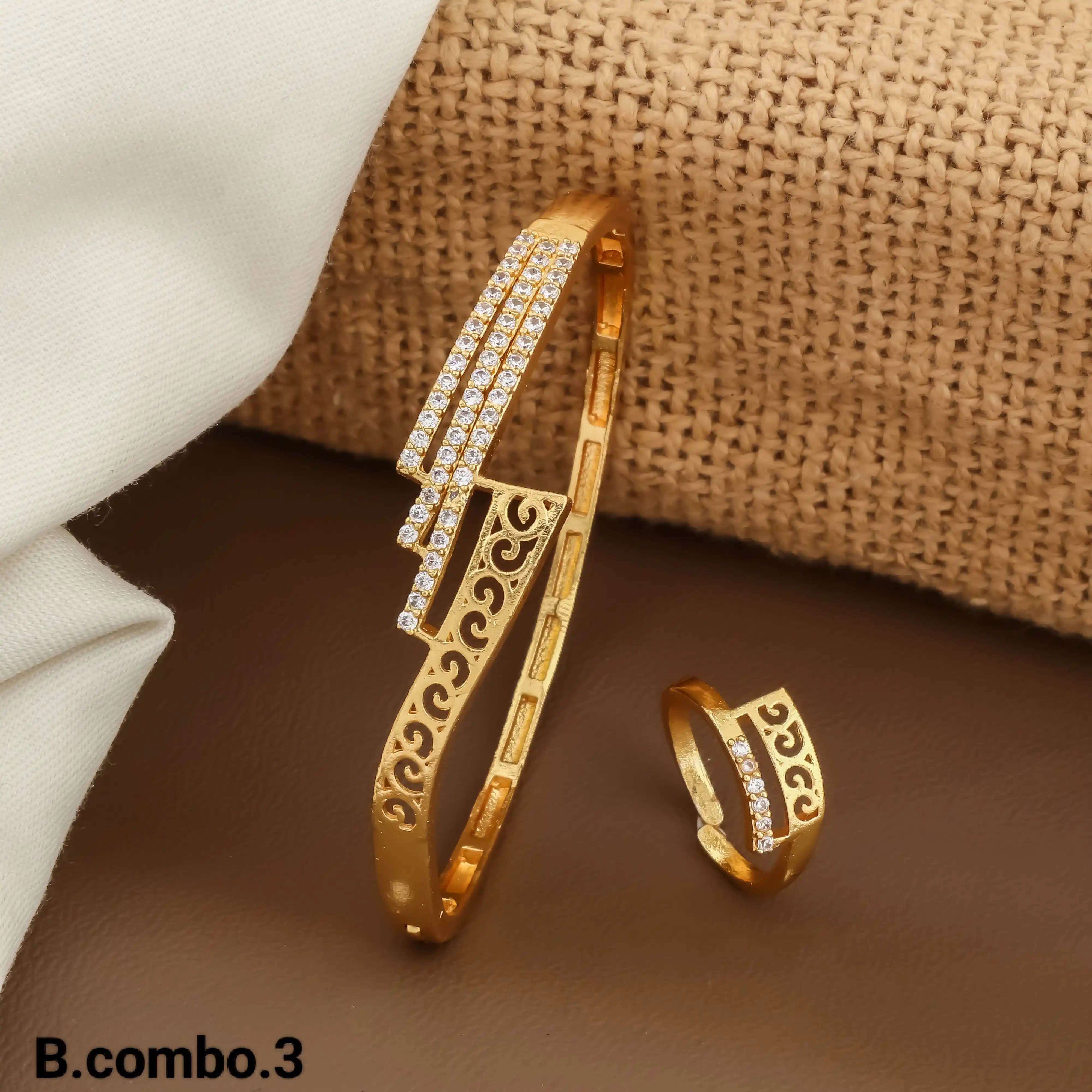 Gold-Plated Bracelet And Ring Combo Set With Cz Stones.png