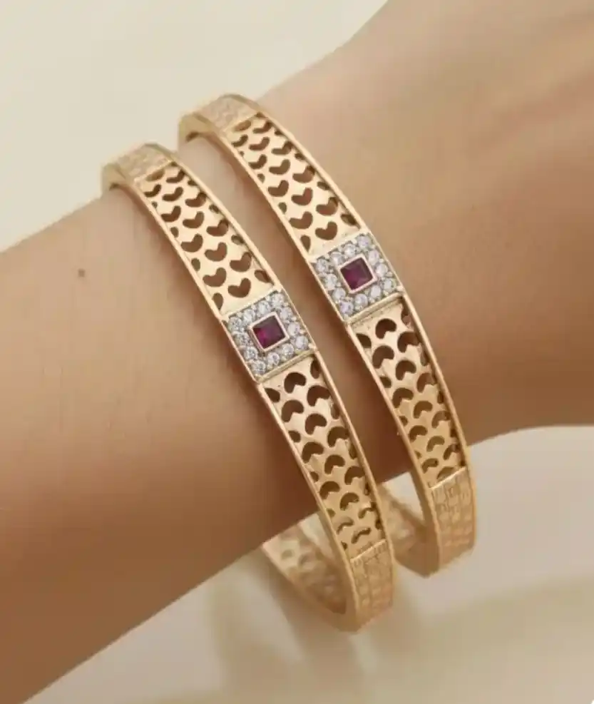 Gold-Toned Bangles With Ruby And Zirconia Accents (Set Of 2).png
