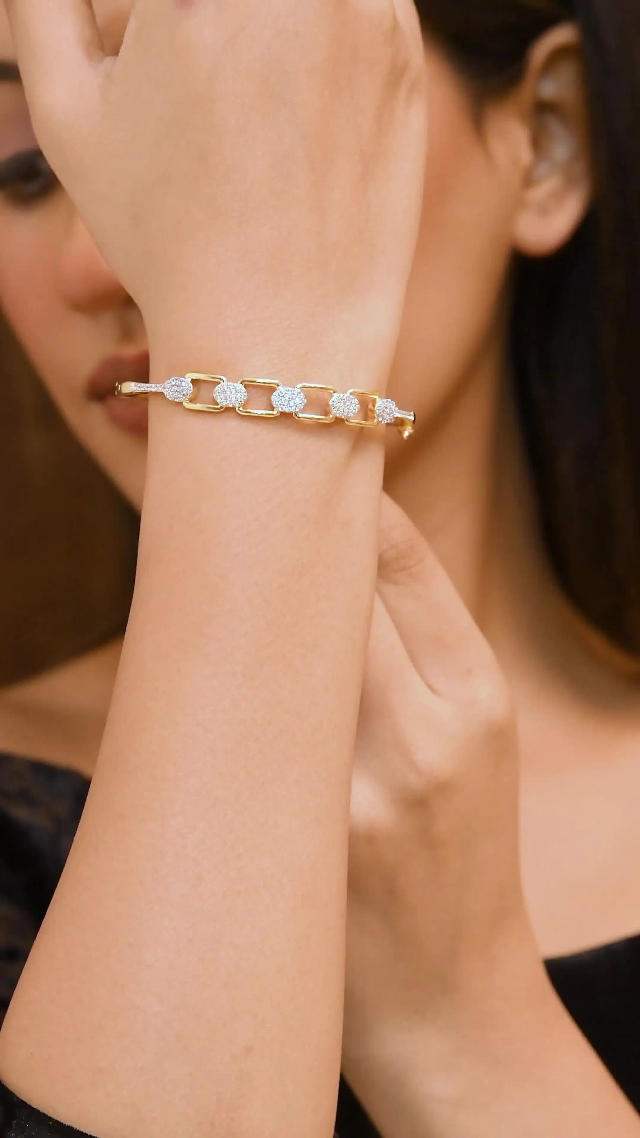 Gold Plated Zircon Studded Bracelet with Adjustable Lock System.png