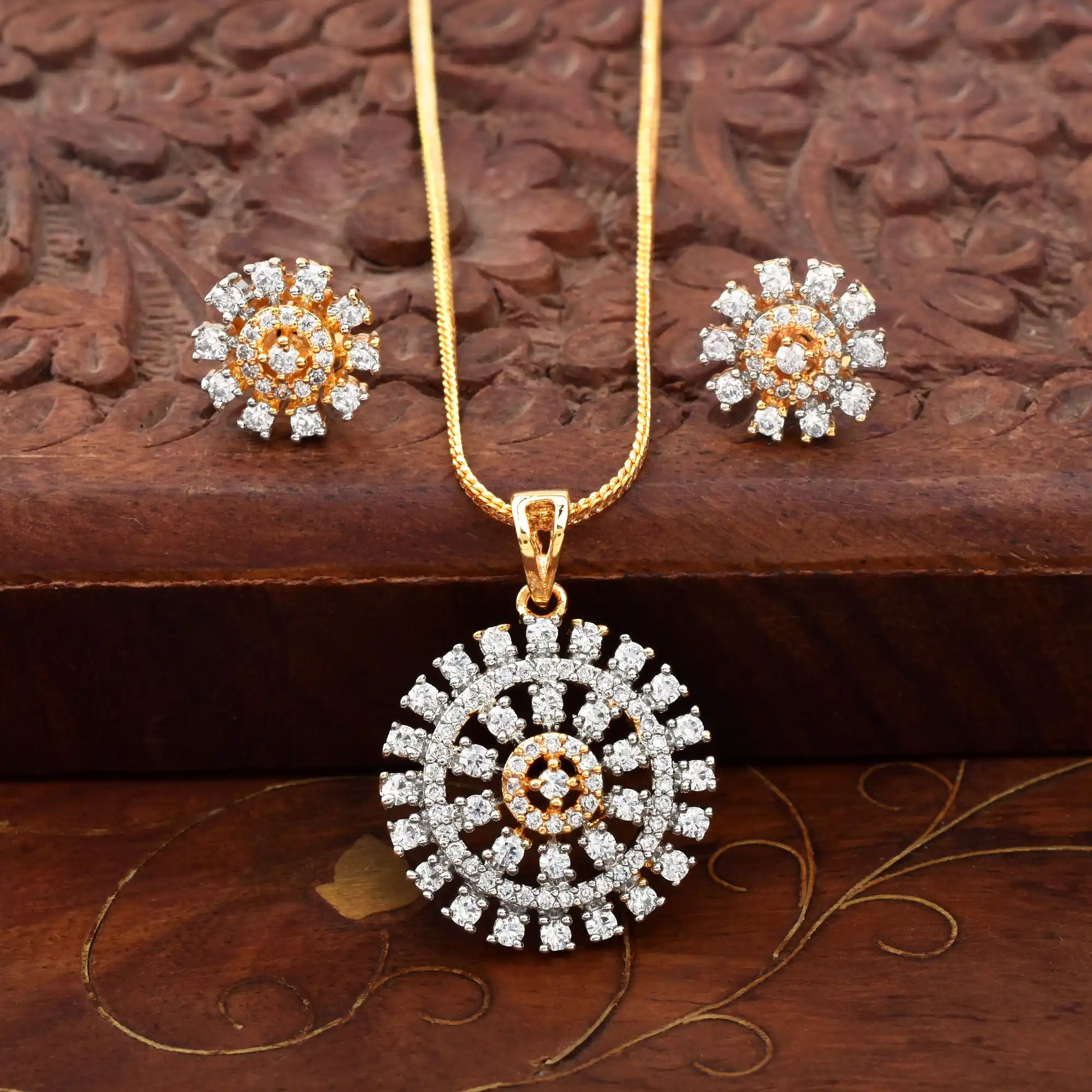 Golden Stardust Elegance Pendant Set with Ear Rings.png