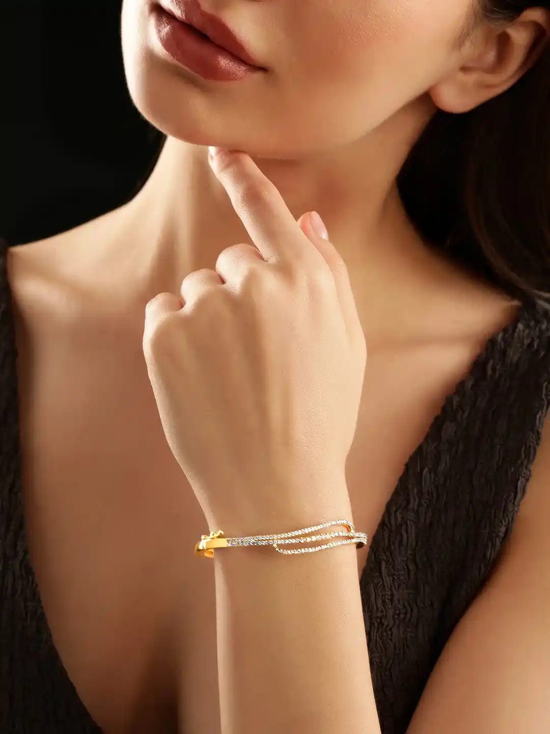 Gold Plated Zircon Studded Bracelet with Adjustable Lock System.png