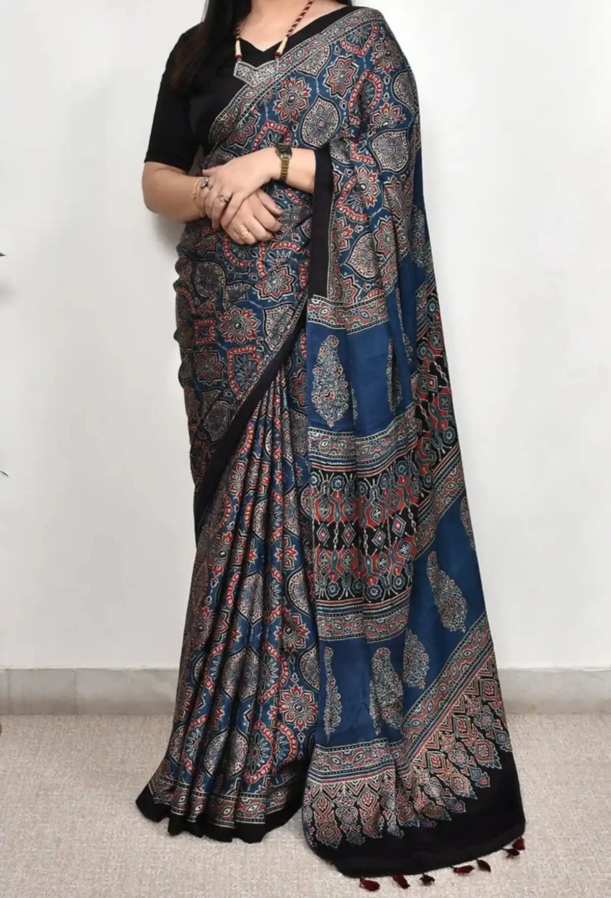 Blue Ajrakh Modal Silk Saree.png
